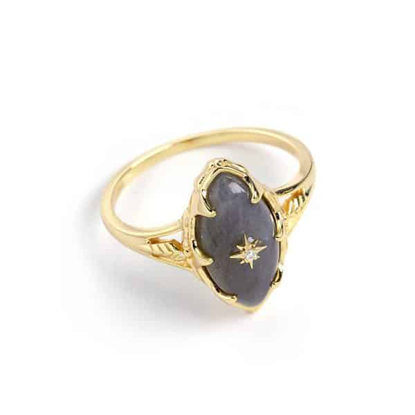 Silver Gilded Stone Women's Ring