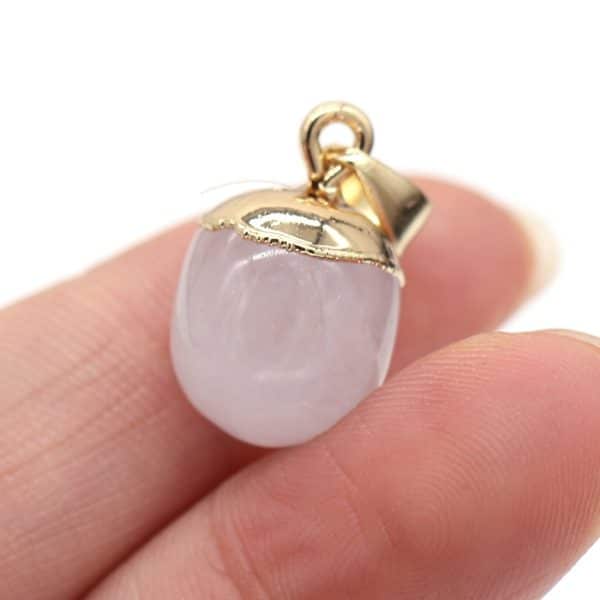 Natural Stone Semi-precious Stone Small Bean Shaped Pendant Handmade Necklace