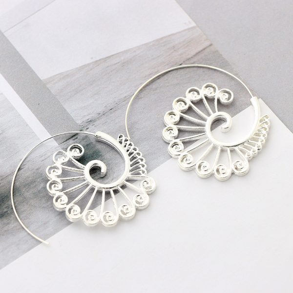 Personalized Circle Spiral Peacock Ear Jewelry