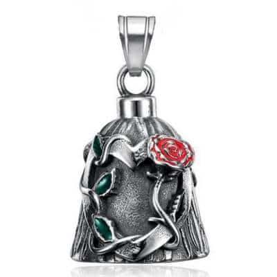 Titanium Steel Vintage Polished Double-sided Epoxy Rose Motorcycle Riding Lucky Bell
