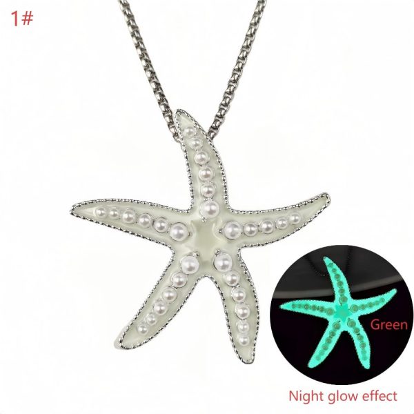 Metal Luminous Starfish Necklace Ocean Elf Beach Party