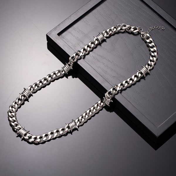 Cuban Link Chain Men Punk Knotted Bracelet Necklace
