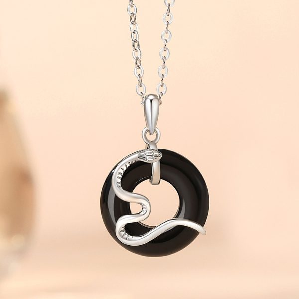 Sterling Silver Snake Couple Necklace New Chinese Style