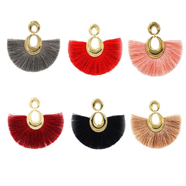 Water Drop Fan-shaped Tassel Earrings