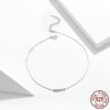 Sterling Silver Anklet Round Beads White Gold Plated S925 Simple