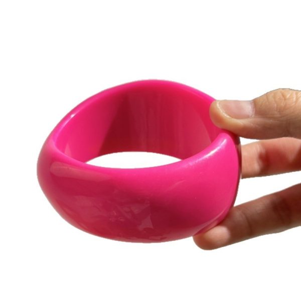 Resin Oval Wide Geometric Curved Resin Solid Color Bracelet