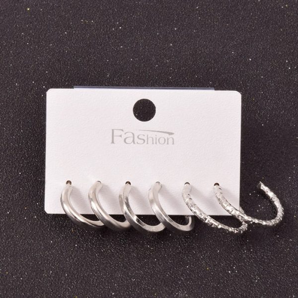 Alloy Metal Hoop Square Earrings Set