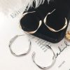925 Silver Needle European and American Simple Hundred RashLarge Circle Ring Earring Hollow Geometric Round Earring