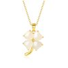 Lucky Four-leaf Clover Necklace Female S925 Sterling Silver Hetian Jade
