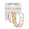 New Vintage Geometric Pearl Earrings 6-piece Set