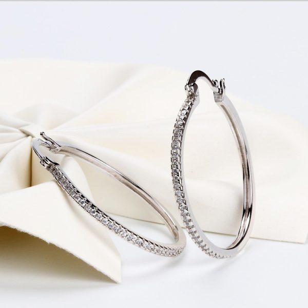 Large Circle Inlaid Zircon Earrings Women Exaggerated
