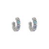Full Rhinestone Zircon C- Shaped Circle Ear Studs