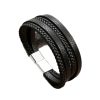 Men's Simple Pu Woven Alloy Magnetic Buckle Bracelet