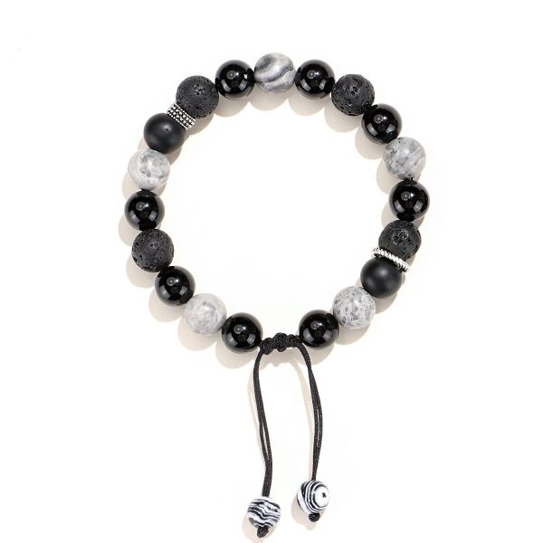 Black Agate Map Stone Men's And Women's Bracelet Niche High Sense