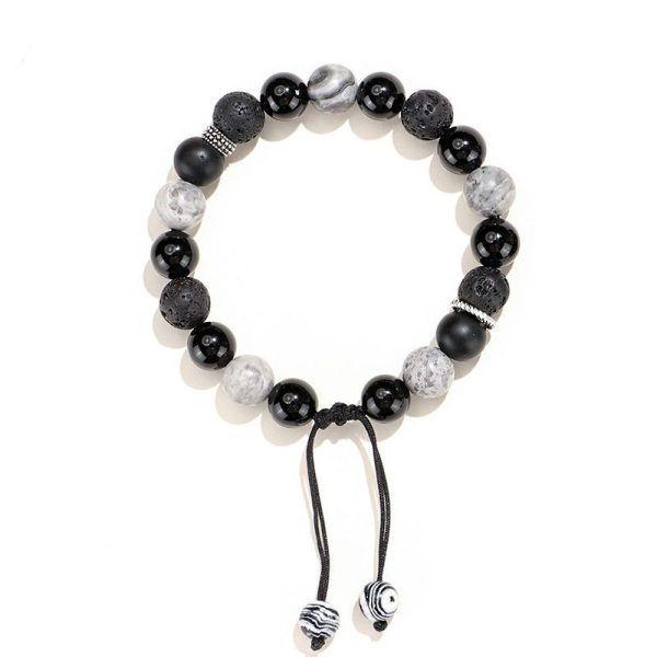 Black Agate Map Stone Men's And Women's Bracelet Niche High Sense