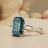 European And American Luxury Blue Rectangular Ring Female
