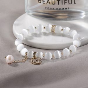 Opal Heart Lock Bracelet For Women