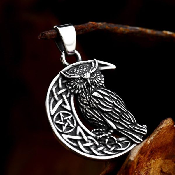 Creative All-match Stainless Steel Moon Owl Pendant