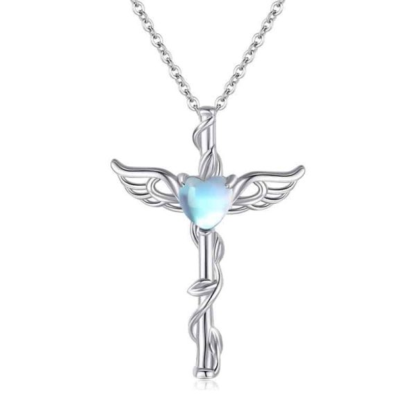 Heart Wings Design Ornament Sweet Cool Moonstone