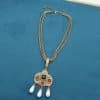 Vintage Glass Inlaid Tassel Pearl Necklace Ear Stud
