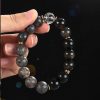 925 Silver Hoop Mantra Yellow Tiger Eyes Black Myth Wukong Men And Women Bracelet