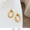 Silver Post Metal Design Sense Earrings Irregular Circle