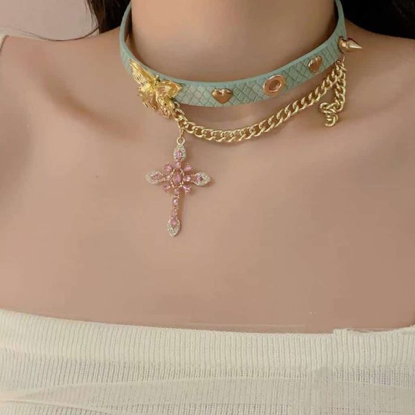 French Sweet Green Butterfly Necklace For Women