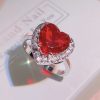 Garnet Ring Pendant Stud Earrings Three Piece Jewelry Set
