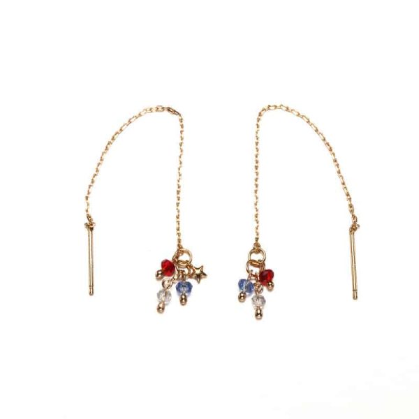 Versatile Sterling Silver Set Color Tassel Zircon Ear Wire Women