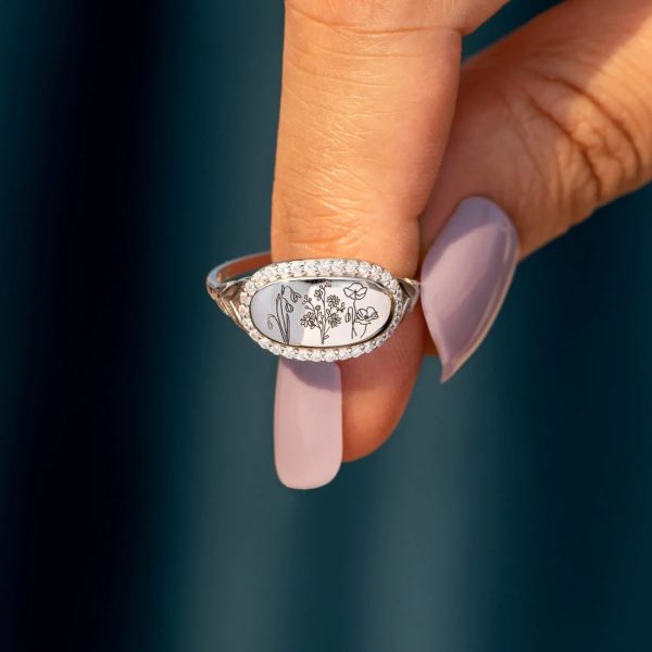 S925 Sterling Silver Flowers Epoxy Oil Zircon Ring For Women