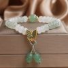 Tian Shan Cui Abacus Beads Jade Bracelet Retro Butterfly Tassel