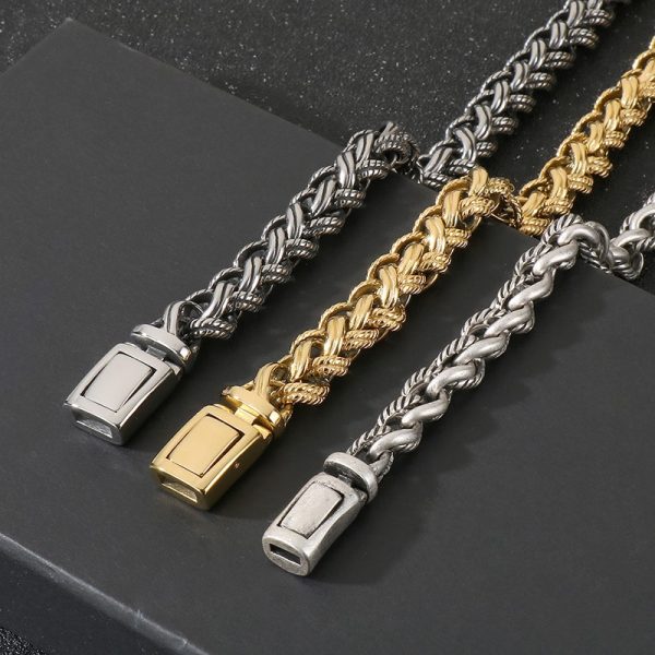 Keel Chain Necklace Vintage Antique Silver Twist Men's Titanium Steel Necklace