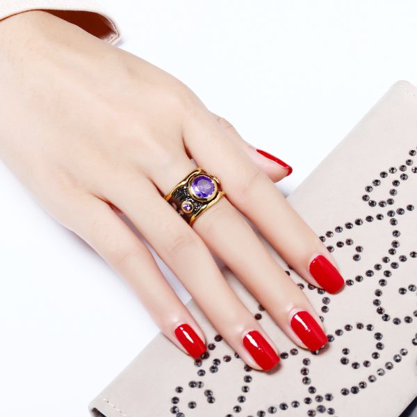 Purple Stone Jewelry Black Gold Plated Zircon Pendant