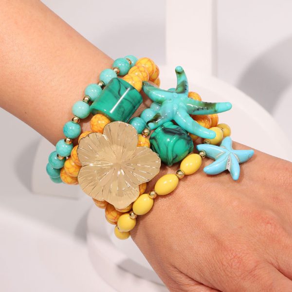 Women's Colorful Beaded Gold Starfish Bracelet