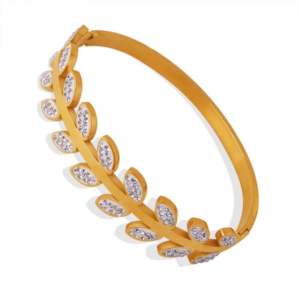 Fashionable All-match Light Luxury Titanium Steel Leaf Shape Bracelet