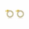 Simple Retro S925 Sterling Silver Rhinestone Zircon Circle Ear Studs