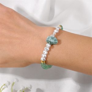Women's Natural Imitation Sunstone Amethyst Bead Bracelet