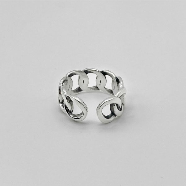 S925 Sterling Silver Ring For Men And Women Retro Hip Hop Thai Silver Simple Hollow