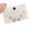 Sterling Silver Needle Exquisite Fashion All-match Cute Three-piece Set Combination Ear Studs