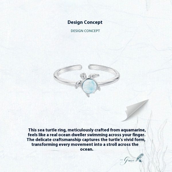 Summer Turtle Open Ring Romantic Blue