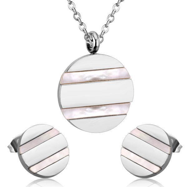 Necklace Earrings Set Ladies Stainless Steel Set