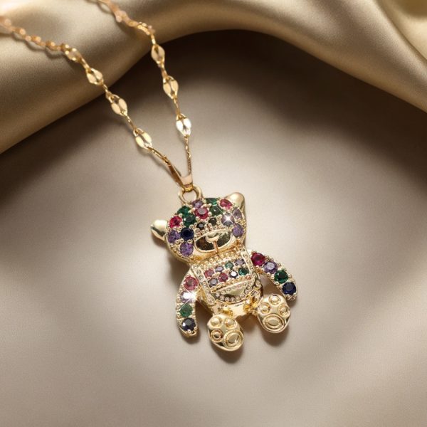 Bear Zircon Pendant Temperament Entry Lux Necklace