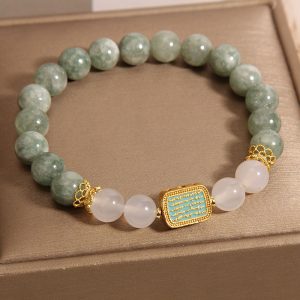 Natural Oil Green Emerald Crystal Bracelet Girls Exquisite Five Pieces Of Scriptures