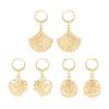 Set Of 3 Earrin Leaf Shape Earrings Coins Embossed