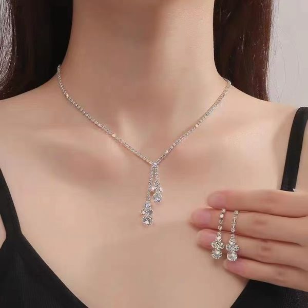Long Fringe Necklace Two-piece Earrings Set