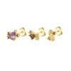 Sterling Silver Color Zircon Stud Earrings Fashion Hundred Matches Set Of 3