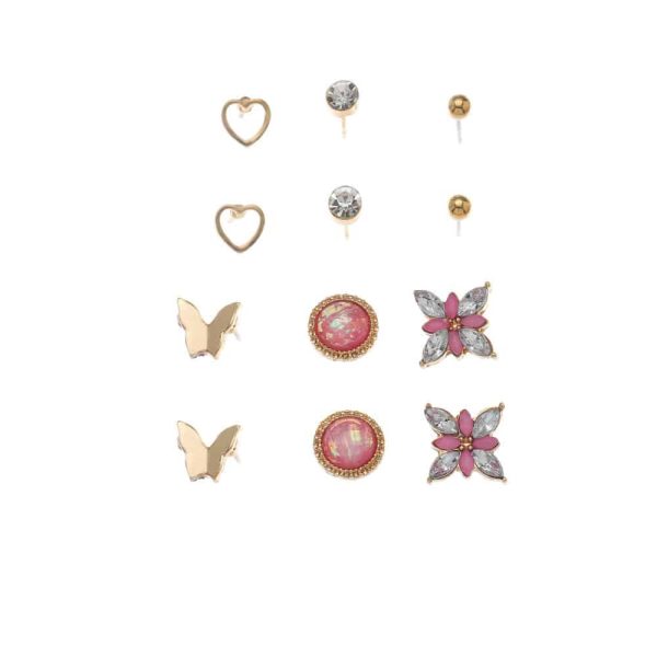 Personality Geometric Love Earrings 6 Pairs Set