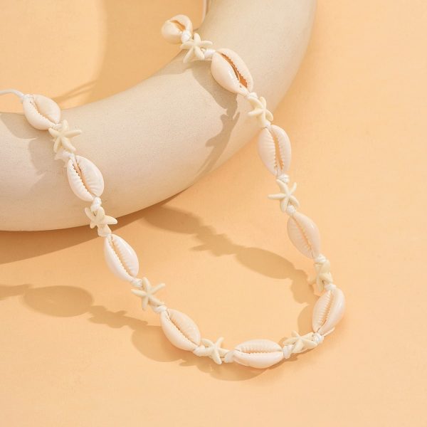 Summer Natural Shell Turquoise Starfish Hand-woven Beach Holiday Necklace