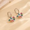 Oil Dripping Color Fan-shaped Circle Stitching Female Fashion Personality Retro Dual-wear Earrings