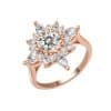 18K Gold Plating Beautiful Diamond Flower Ring